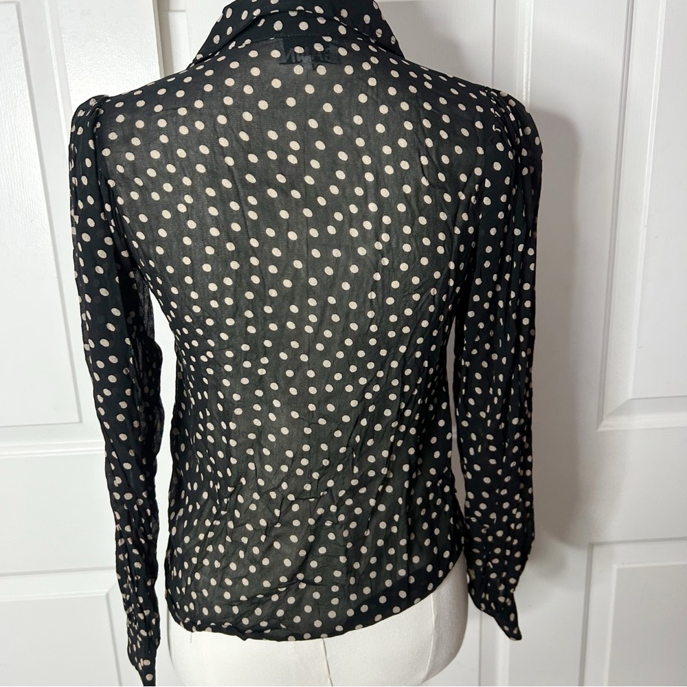 Ganni Black and Cream Polka Dot Shirt (size 34/XS) - Picture 4 of 7